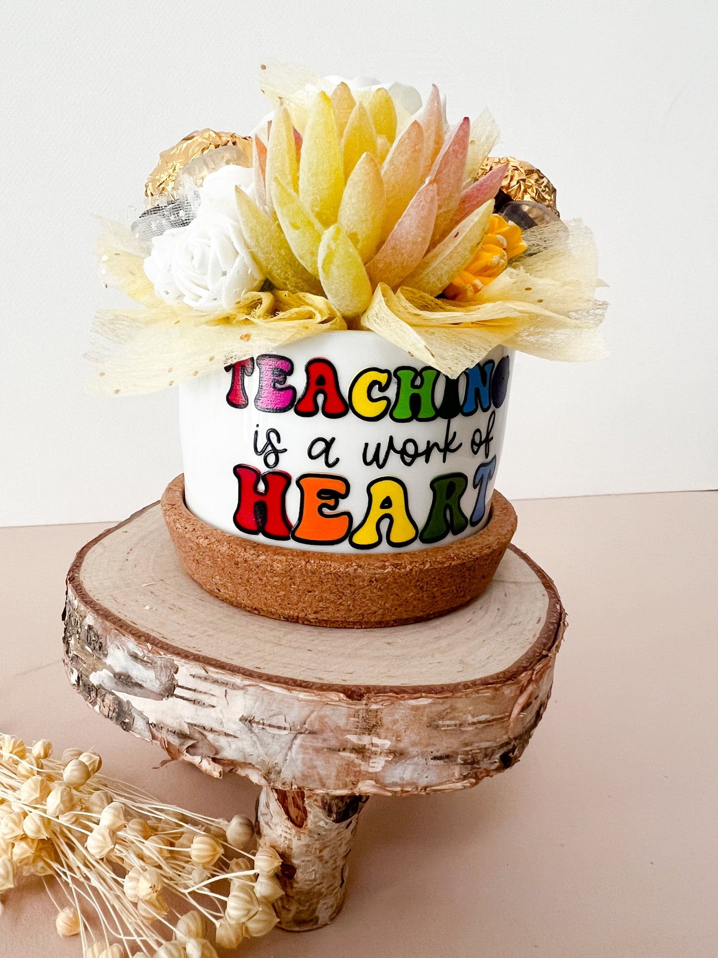 SFArtcreations box TEACHING is a work of HEART Teacher Edible Keep Sake - Mini Chocolate Bouquet (Round)