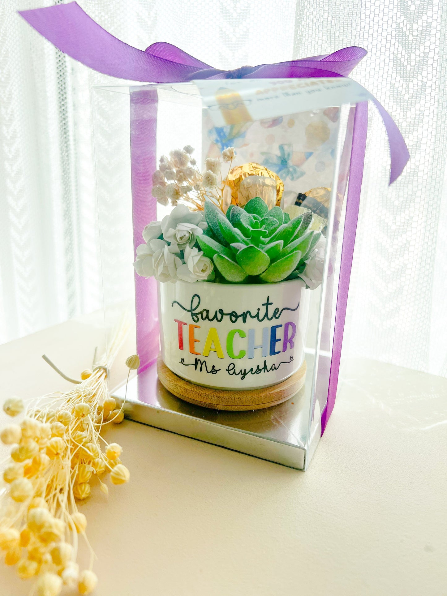 SFArtcreations box Teacher Edible Keep Sake - Mini Chocolate Bouquet (Square Pot)
