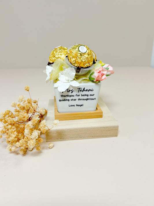 SFArtcreations box Teacher Edible Keep Sake - Mini Chocolate Bouquet (Square Pot)