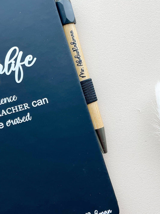 SFArtcreations diary Personalized black A5 Notebook with Pen - PU Leather