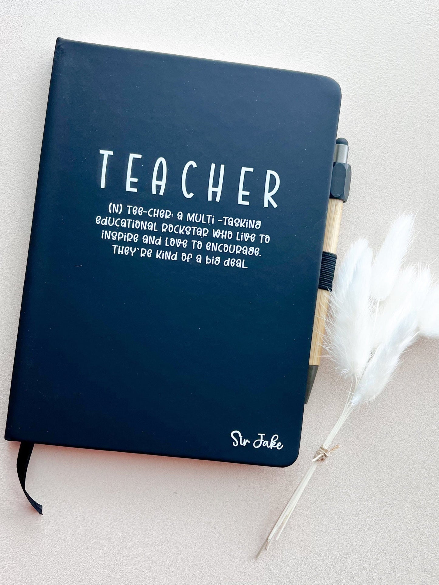 SFArtcreations diary Teacher definition Personalized black A5 Notebook with Pen - PU Leather