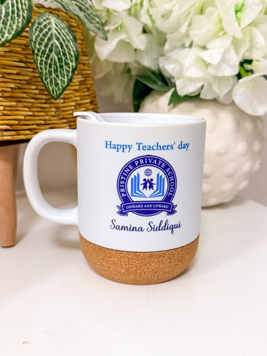 SFArtcreations Drinkware Personalized Cork Base Ceramic Mug with Lid, 120z (Copy)