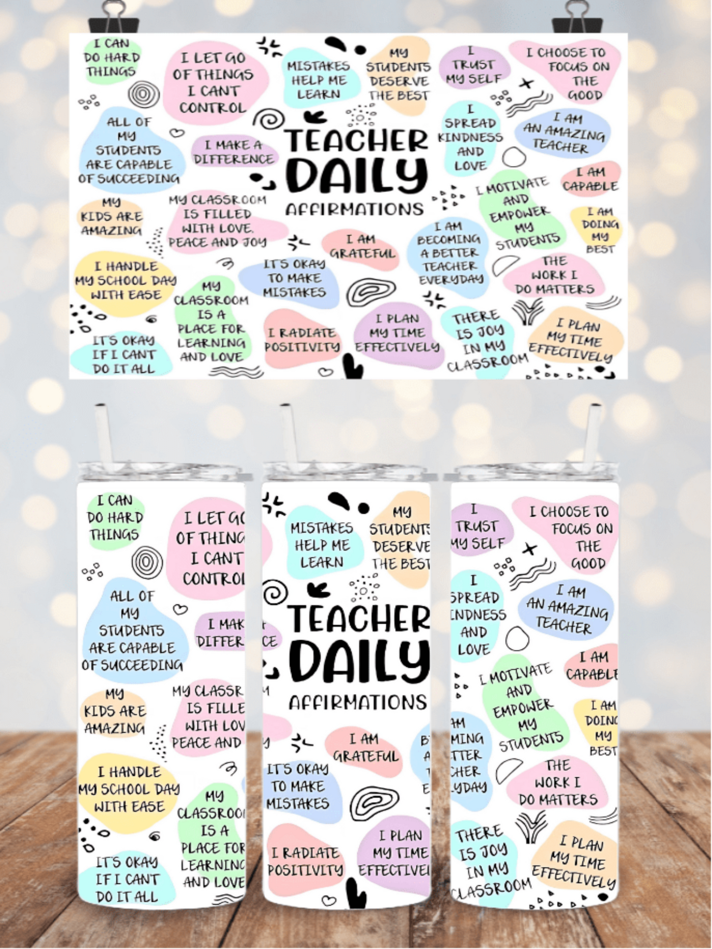 SFArtcreations Drinkware Personalized Skinny Tumbler - 20oz with Teacher's name.