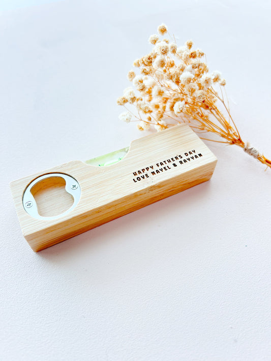 SFArtcreations Father's Day Gift 2 in 1 Personalised Wooden Spirit Level Bottle Opener