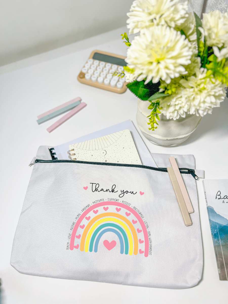 SFArtcreations Stationery Pastel Rainbow 2024 - Personalized Document Folder Bag