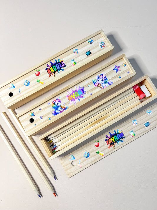SFArtcreations Stationery Colored Pencils Set with Wooden Box