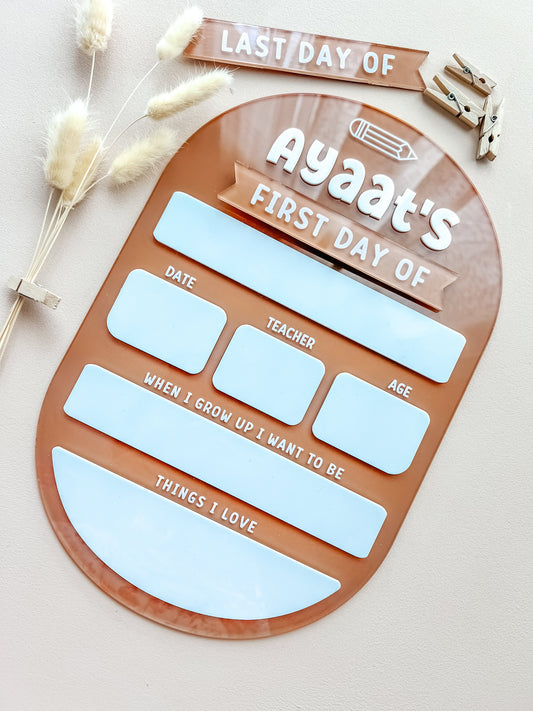 SFArtcreations Stationery Fawn Large FIRST & LAST DAY Acrylic Milestone Board (Reusable) - Oval