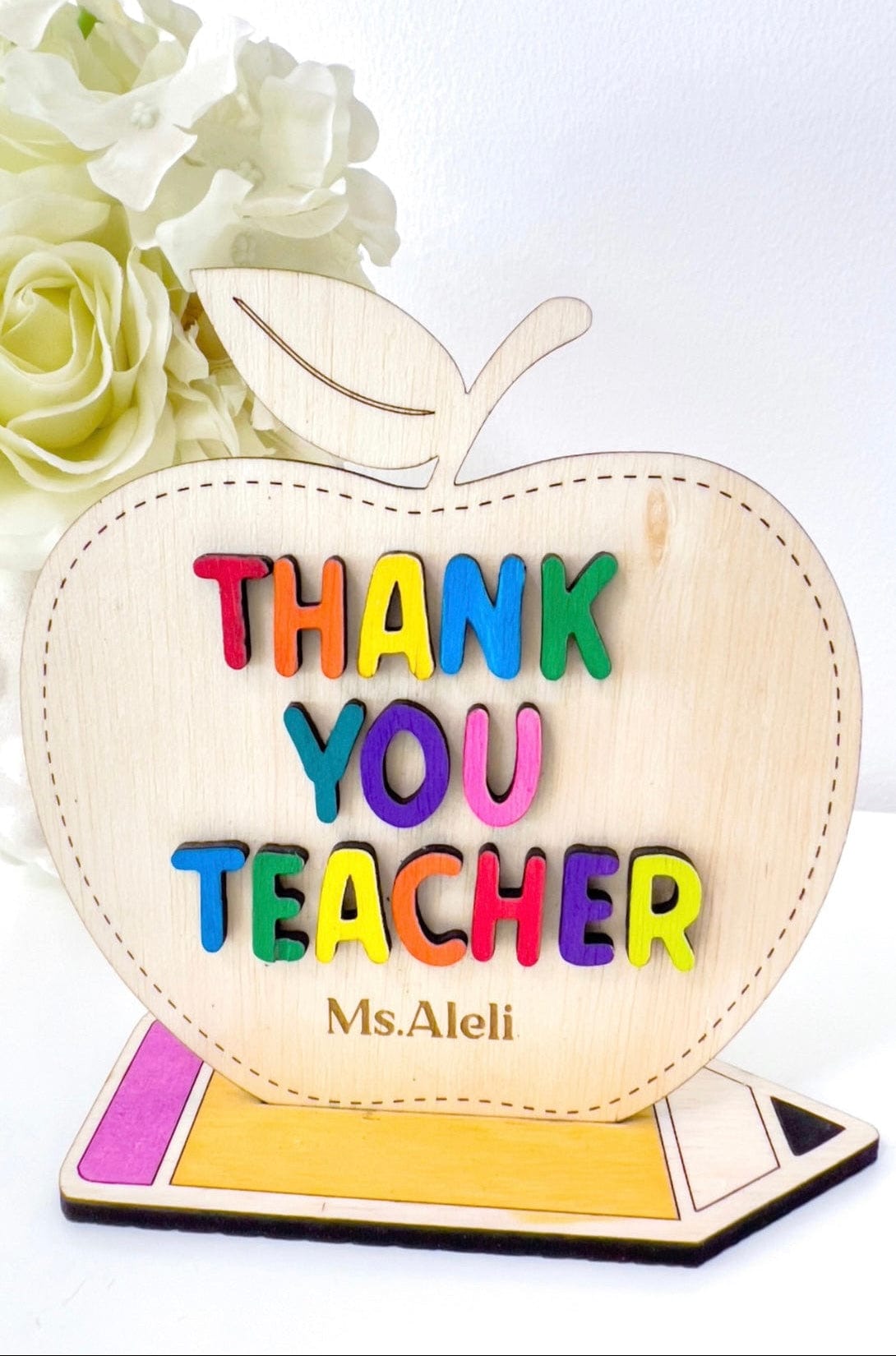 SFArtcreations teacher Gift Thank You Teacher Personalized Teacher Name Plate (Apple) - Best Seller