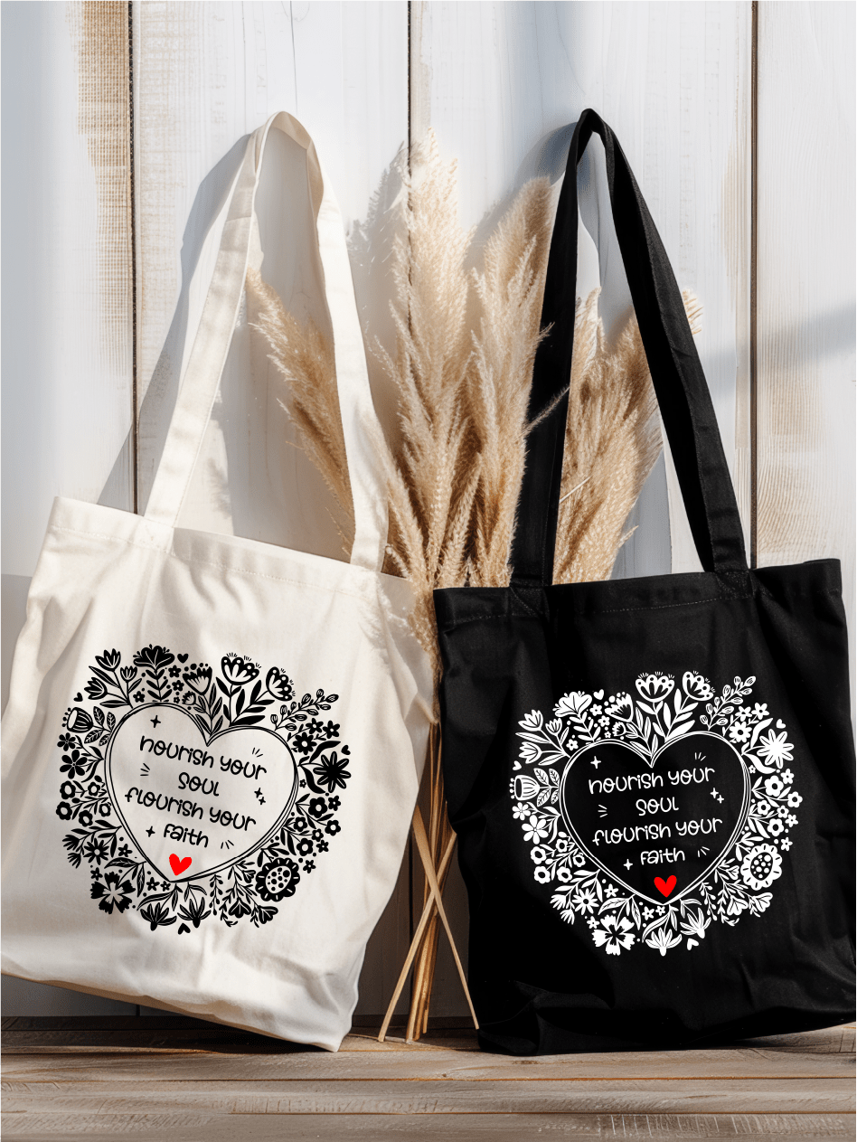 SFArtcreations Teacher's Bag White Tote Nourish your Soul - Monochrome colors Tote Bag