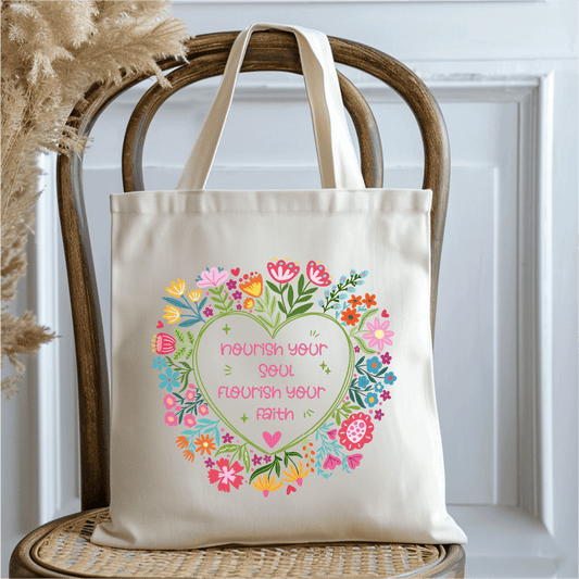SFArtcreations Teacher's Bag Beige Tote Nourish your Soul - Tote Bag