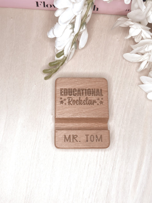 SFArtcreations Wooden mobile stand Personalized Portable Wooden Mobile Stand