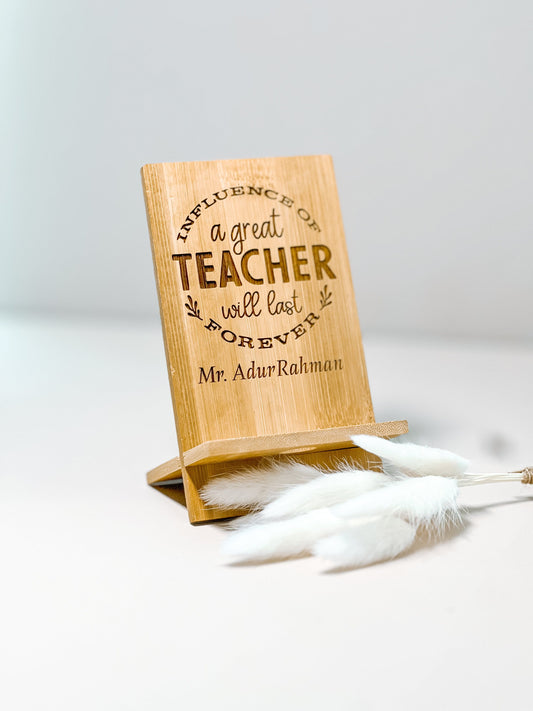 SFArtcreations Wooden mobile stand Personalized Teacher Mobile Stand