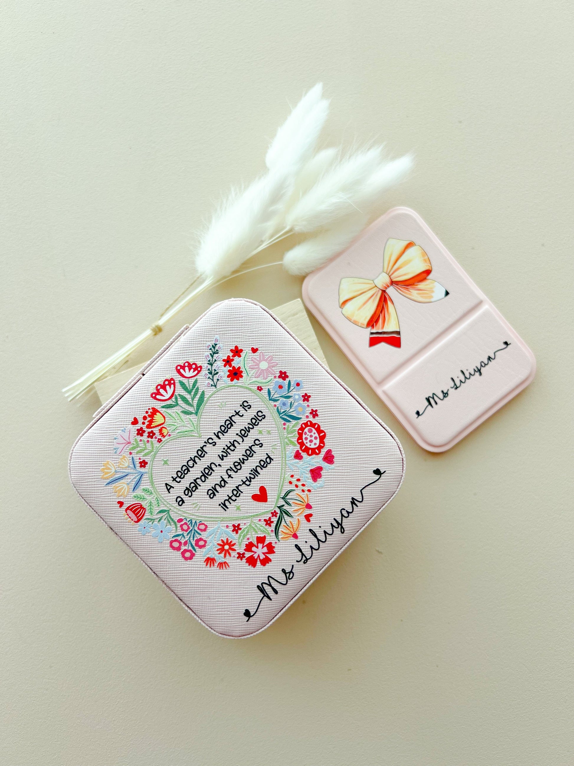 SFArtcreations box Blush Pink Personalized Jewelry Box & Mirror Set