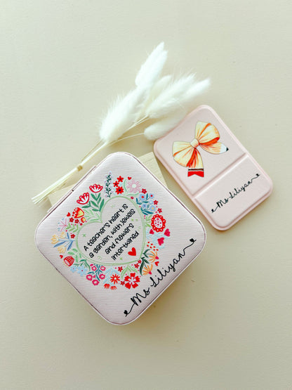 SFArtcreations box Blush Pink Personalized Jewelry Box & Mirror Set
