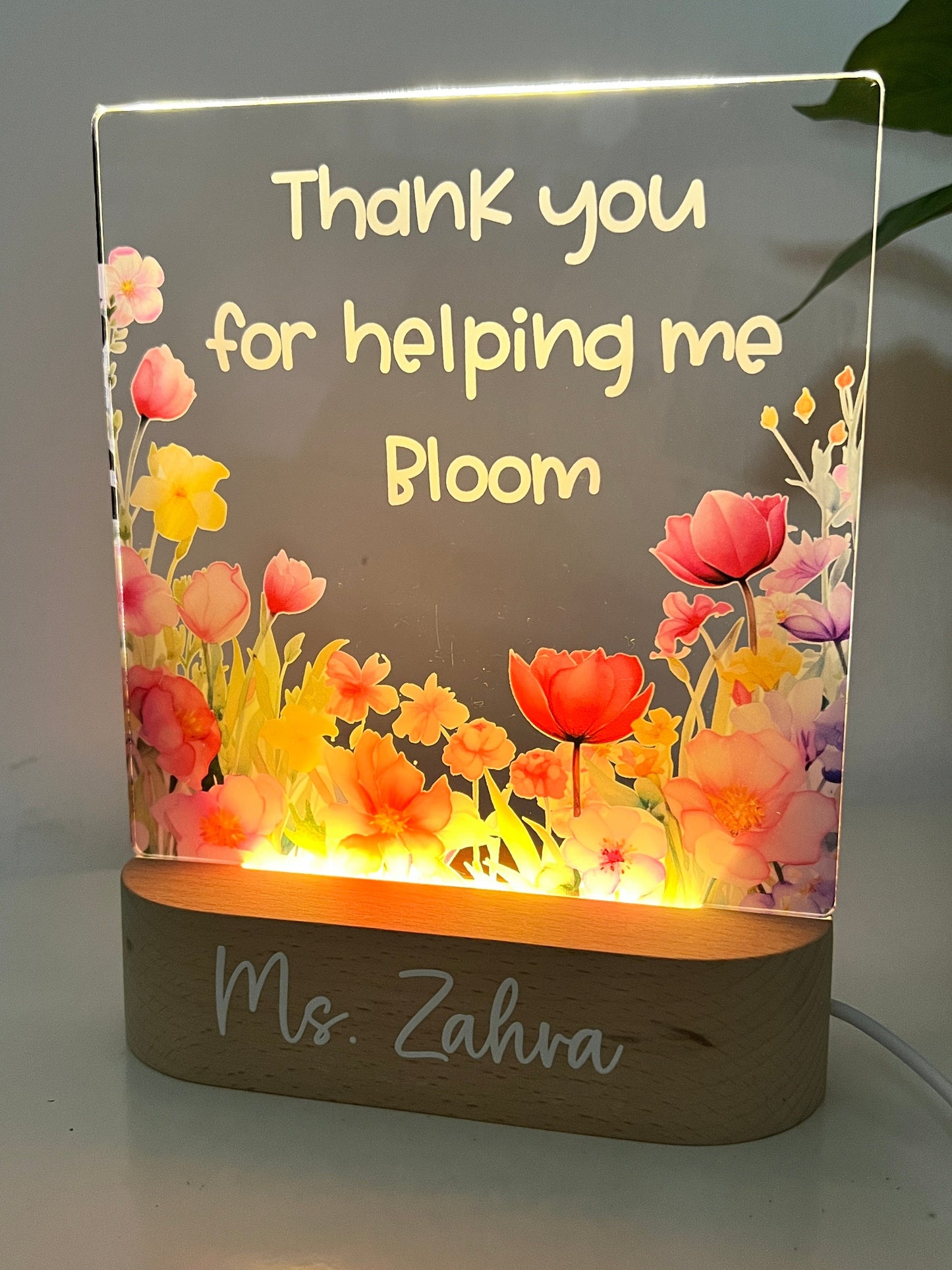 SFArtcreations Decor Teacher (Garden Style) 2024 - Personalized Gift for Principal - LED Lamp