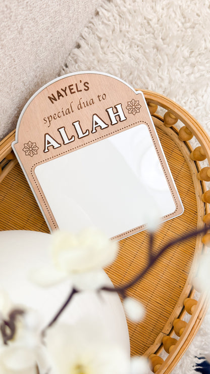SFArtcreations Decor Dome My Dua to Allah Dry Erase Reusable Plaque - Personalized