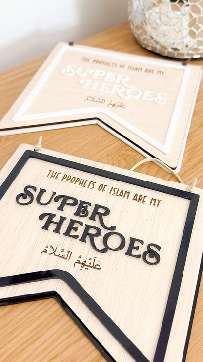 SFArtcreations Decor Straight Edge / Wood and Black Superhero's of Islam Bunting Banner Style