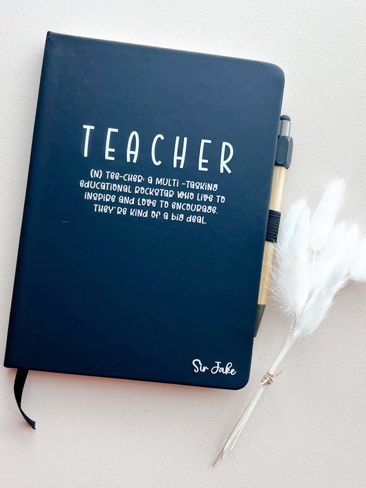 SFArtcreations diary Teacher definition Personalized black A5 Notebook with Pen - PU Leather