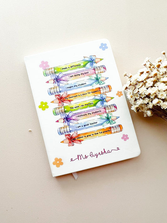 SFArtcreations diary Personalized White A5 Notebook with Pen - PU Leather