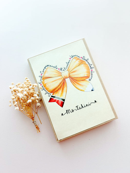 SFArtcreations diary Pencil Bow Tri-Fold Notebook / Diary / Journal Book - Eco-friendly writing set