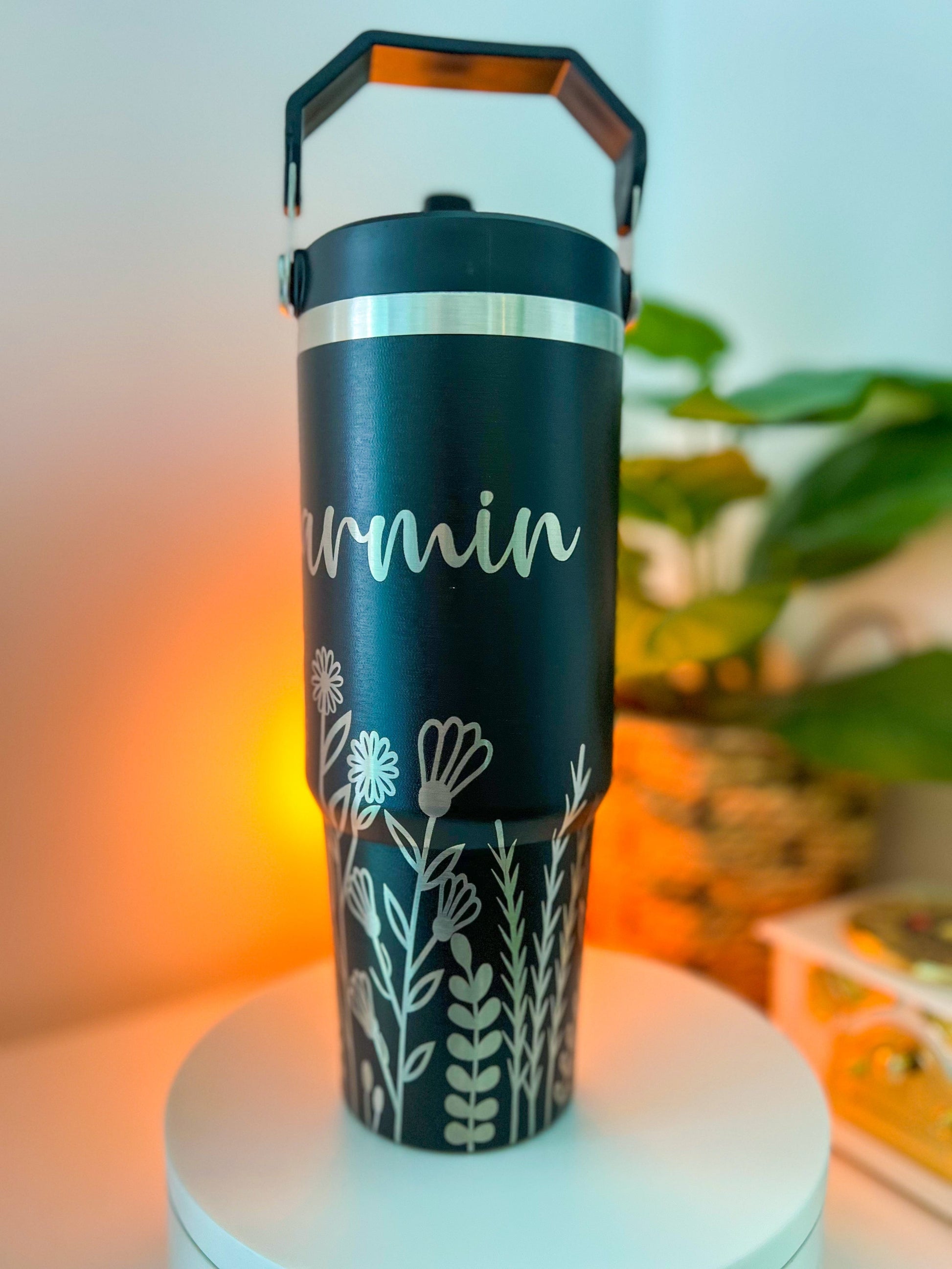 SFArtcreations Drinkware Personalized Engraved - Tumbler with Handle & Double Wall - 30 oz