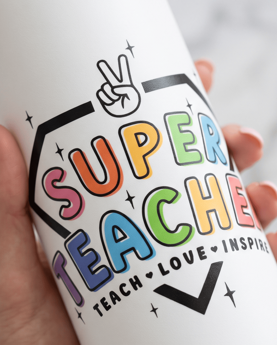 SFArtcreations Drinkware Personalized Teacher Bottle with Bamboo lid - Super Teacher - 600 ml