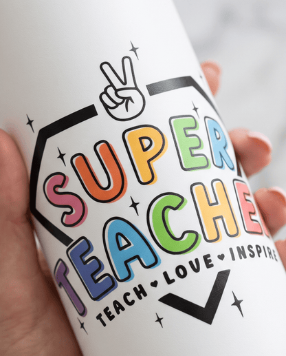 SFArtcreations Drinkware Personalized Teacher Bottle with Bamboo lid - Super Teacher - 600 ml