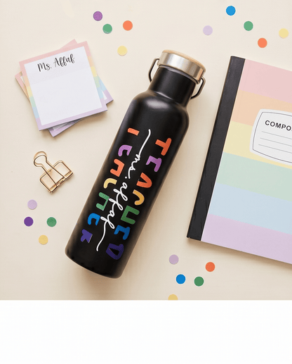 SFArtcreations Drinkware Personalized Teacher Bottle with Bamboo lid - Teacher & Positive words - 600 ml