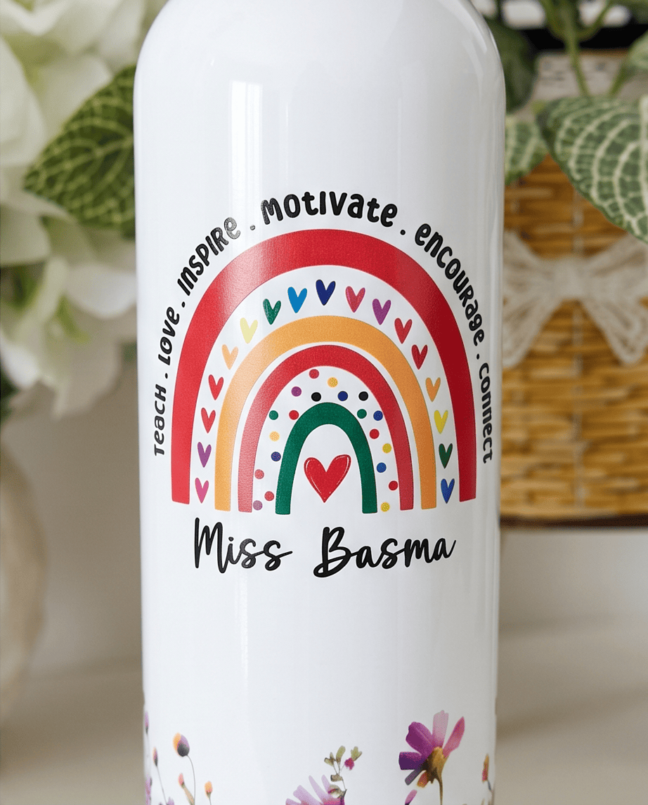 SFArtcreations Drinkware Personalized Teacher Bottle with Metal lid - Best Seller