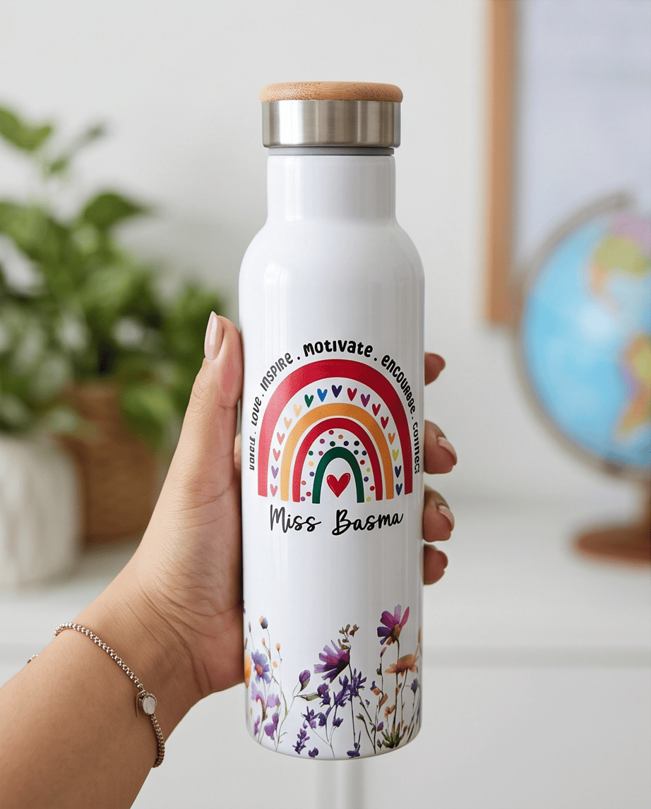 SFArtcreations Drinkware Personalized Teacher Bottle with Metal lid - Best Seller
