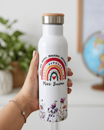 SFArtcreations Drinkware Personalized Teacher Bottle with Metal lid - Best Seller