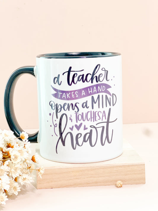 SFArtcreations Drinkware Teacher touches a heart Personalized Teacher - Ceramic Mug, 110z