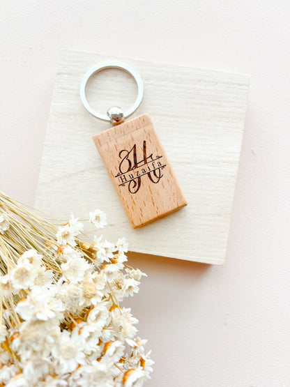 SFArtcreations Father's Day Gift Wooded (Double Side Engrave) Personalized Wooden Keychain