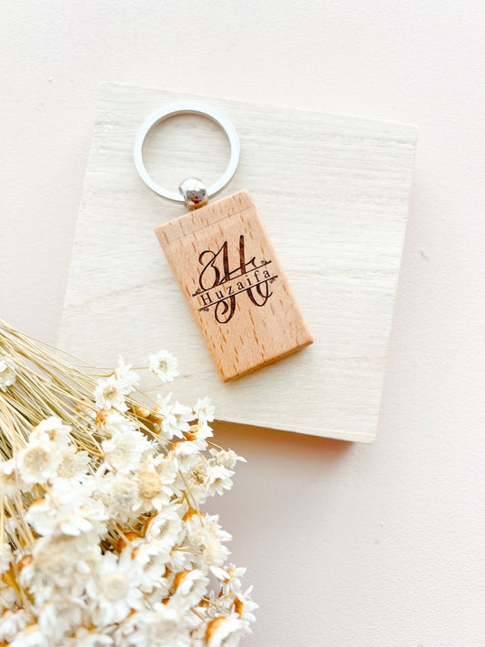 SFArtcreations Father's Day Gift Wooded (Double Side Engrave) Personalized Wooden Keychain