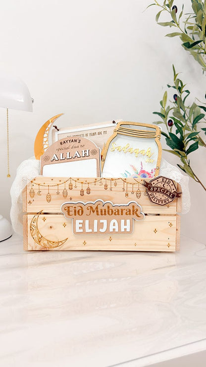 SFArtcreations Gift Giving Eid / Engraved - Elegant Night Personalized Wooden Crate - Ramadan & Eid in Vintage Style