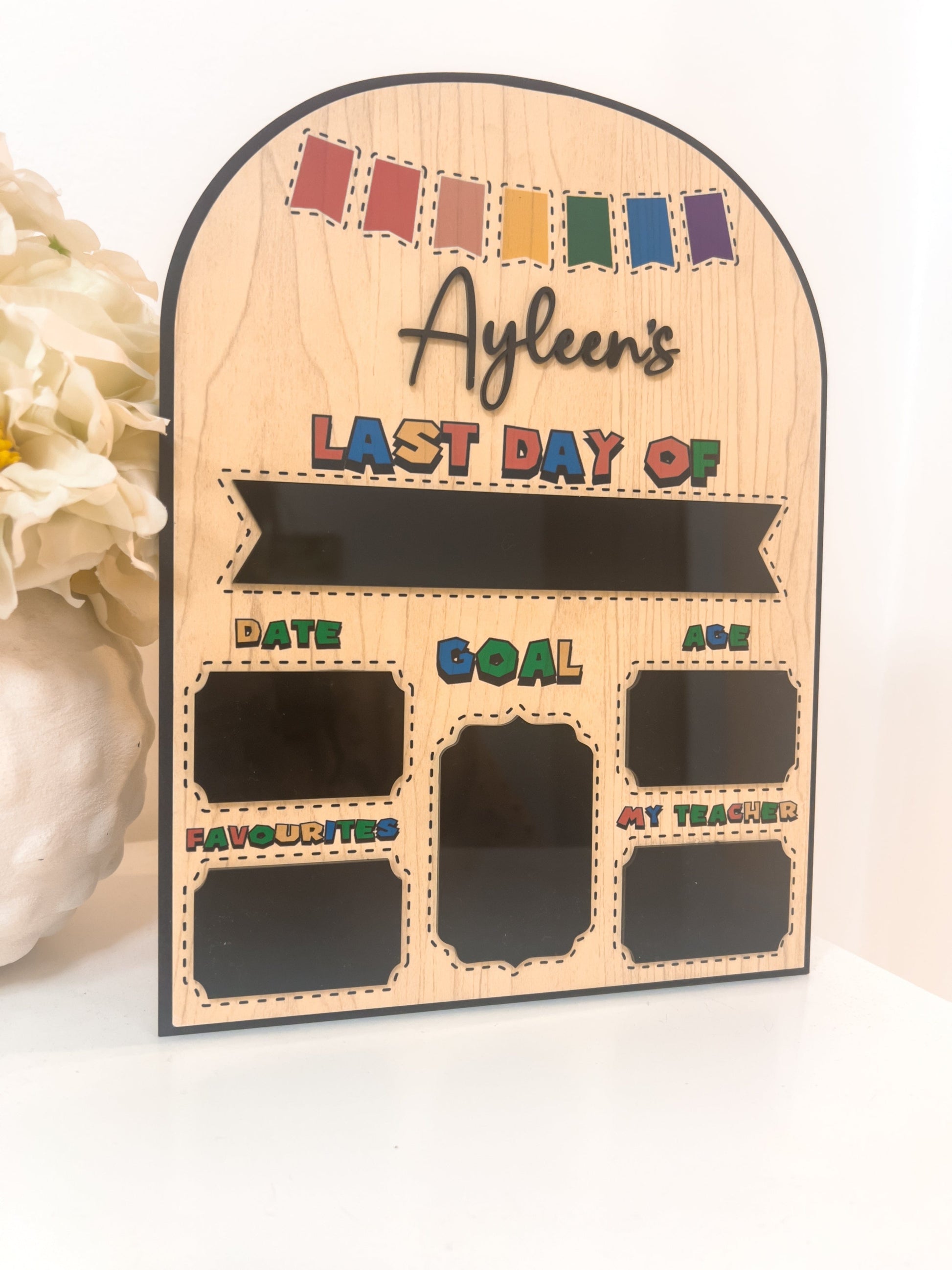 SFArtcreations Photography Arched FIRST & LAST DAY Milestone Board (Reusable) - Best Seller