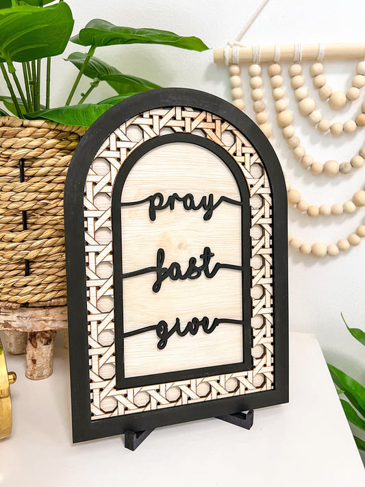 SFArtcreations Picture Frames Ramadan Table Decor (Rattan Arch - Pray, Fast & Give) - Best Seller