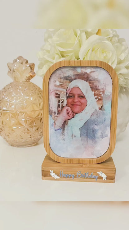Rotating Bamboo Photo Frame - Gift