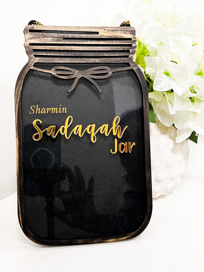 SFArtcreations Sadaqah Jar Sadaqah jar with Name / Black/Gold SADAQAH JAR (Redesigned Original Version) - Best Seller