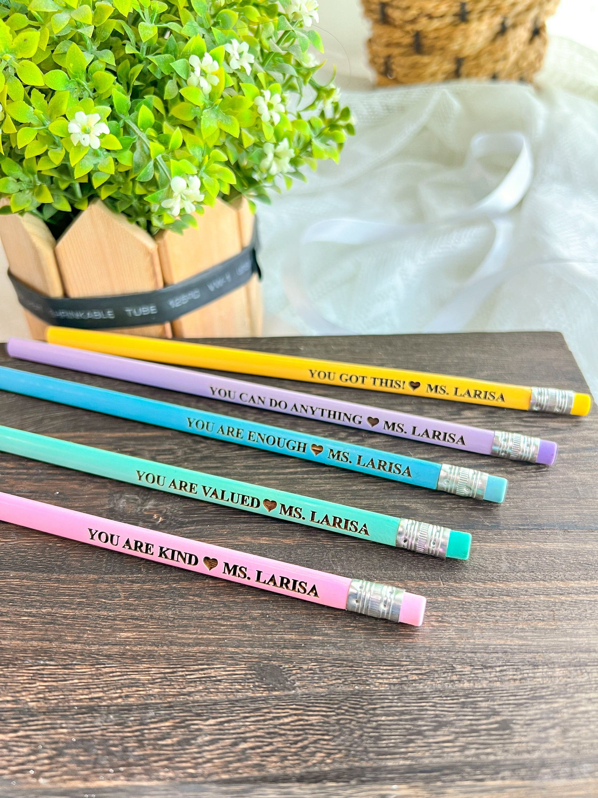 SFArtcreations  Stationery Set of 5 / Pastel 2024 Personalized Pencil Set