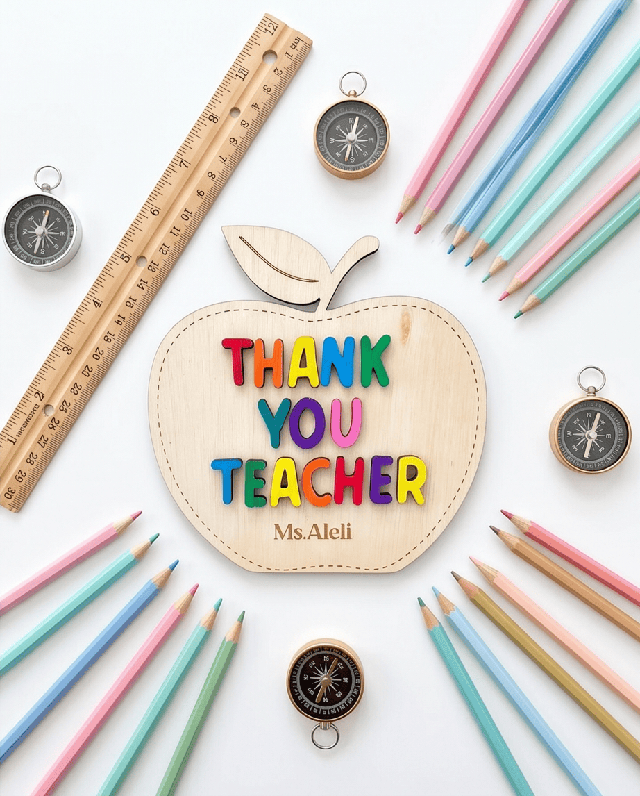 SFArtcreations Teacher Gift Thank You Teacher Personalized Teacher Plaque (Apple) - Best Seller