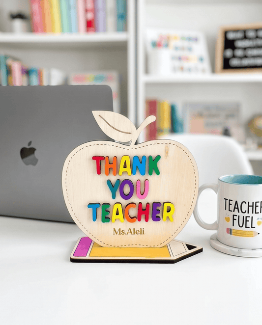 SFArtcreations Teacher Gift Thank You Teacher Personalized Teacher Plaque (Apple) - Best Seller