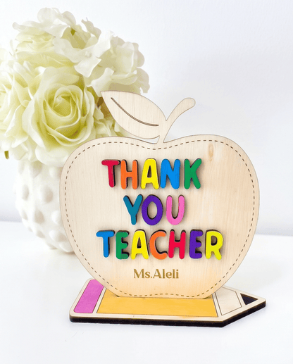 SFArtcreations Teacher Gift Thank You Teacher Personalized Teacher Plaque (Apple) - Best Seller