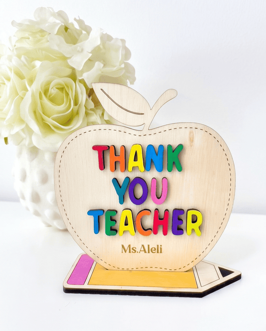 SFArtcreations Teacher Gift Thank You Teacher Personalized Teacher Plaque (Apple) - Best Seller