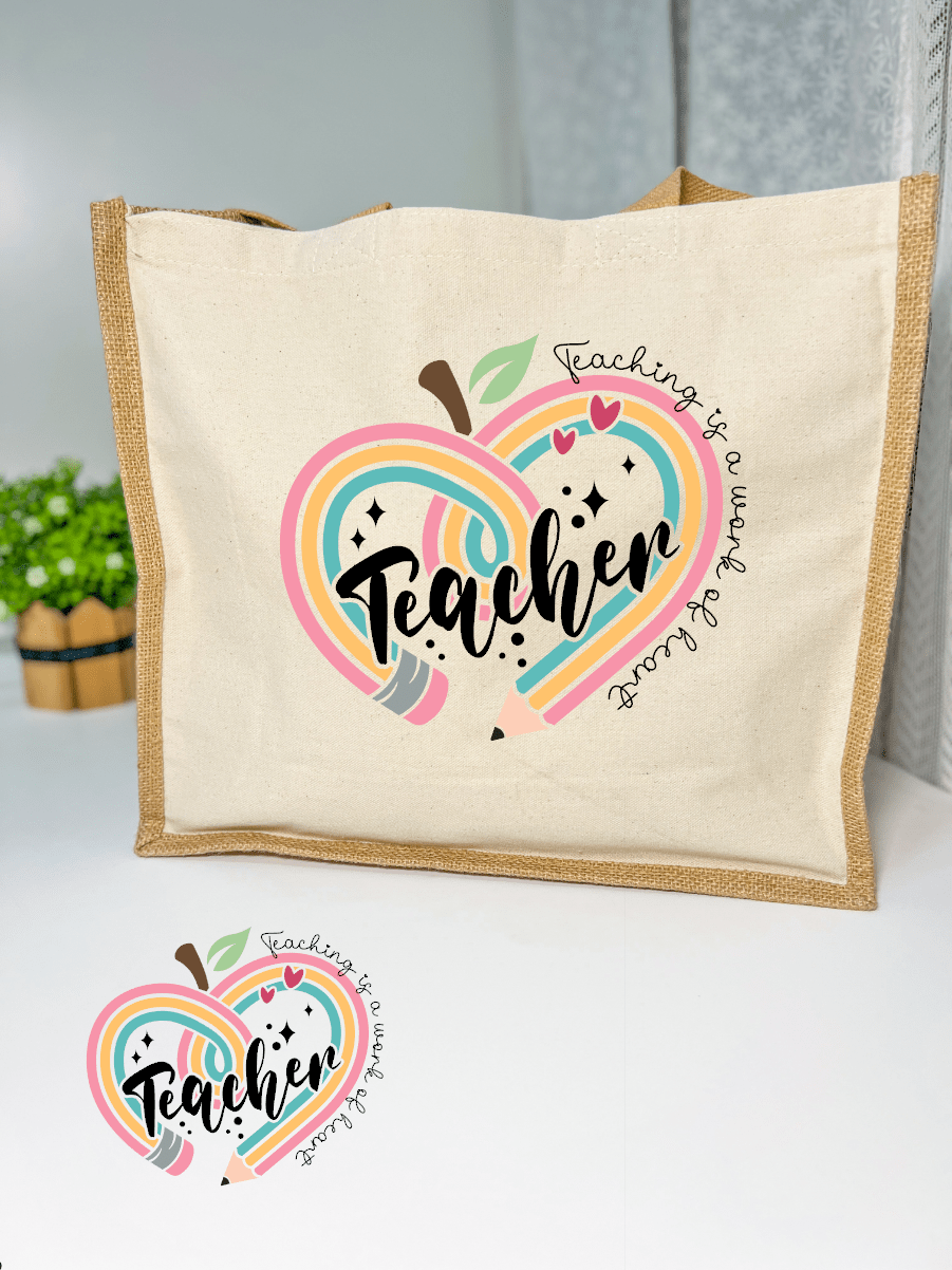 SFArtcreations Teacher's Bag Pastel Apple 2024 - Teacher's Personalized Bag Large