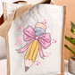 SFArtcreations Teacher's Bag Pencil with a Bow 2024 - Teacher's Personalized Bag Medium