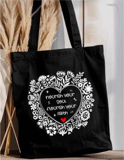 SFArtcreations Teacher's Bag Black Tote Nourish your Soul - Monochrome colors Tote Bag