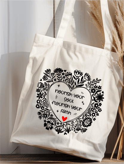 SFArtcreations Teacher's Bag Beige Tote Nourish your Soul - Monochrome colors Tote Bag