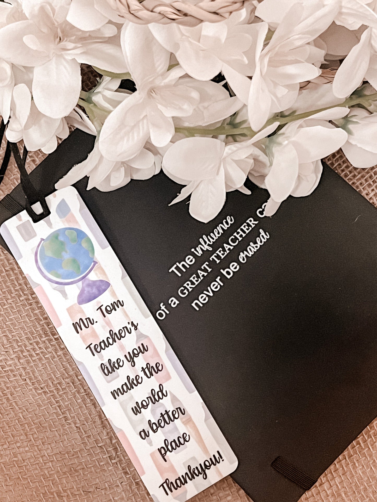 SFArtcreations Thankyou Teacher Personalize Acrylic Teacher Bookmark - Globe