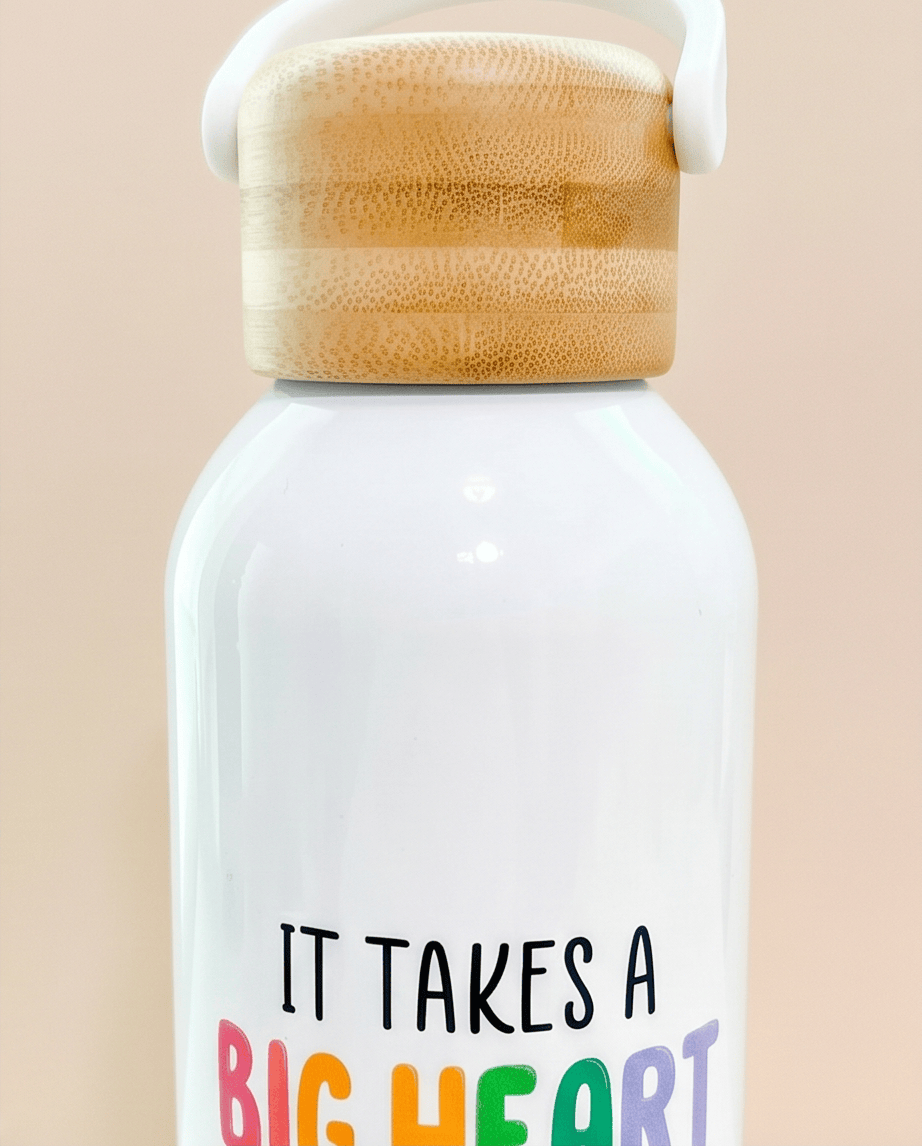 SFArtcreations Thankyou Teacher White / Big heart - Little minds Personalized Teacher Bottle with Bamboo lid & Handle - 550 ml